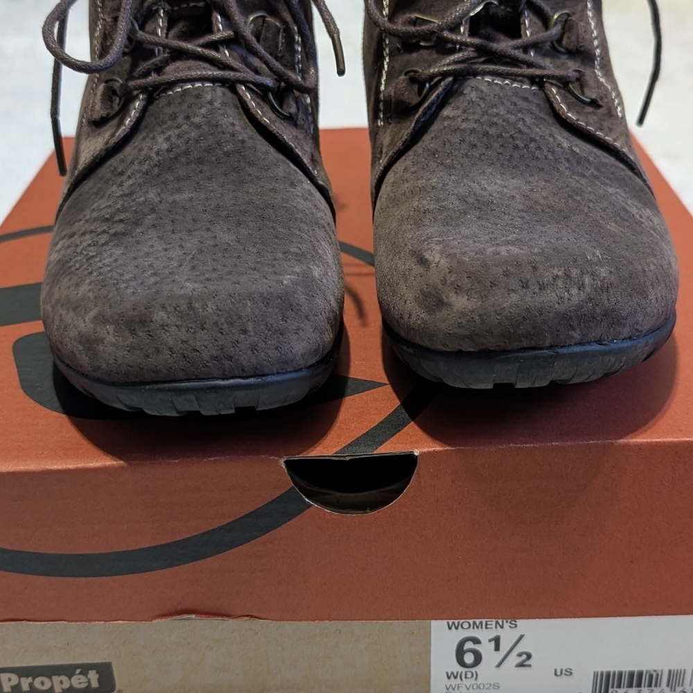 Propet Delaney Brown Suede Leather Hiking Chukka Lace Up Boots with Box 6.5 Wide - Picture 4 of 12